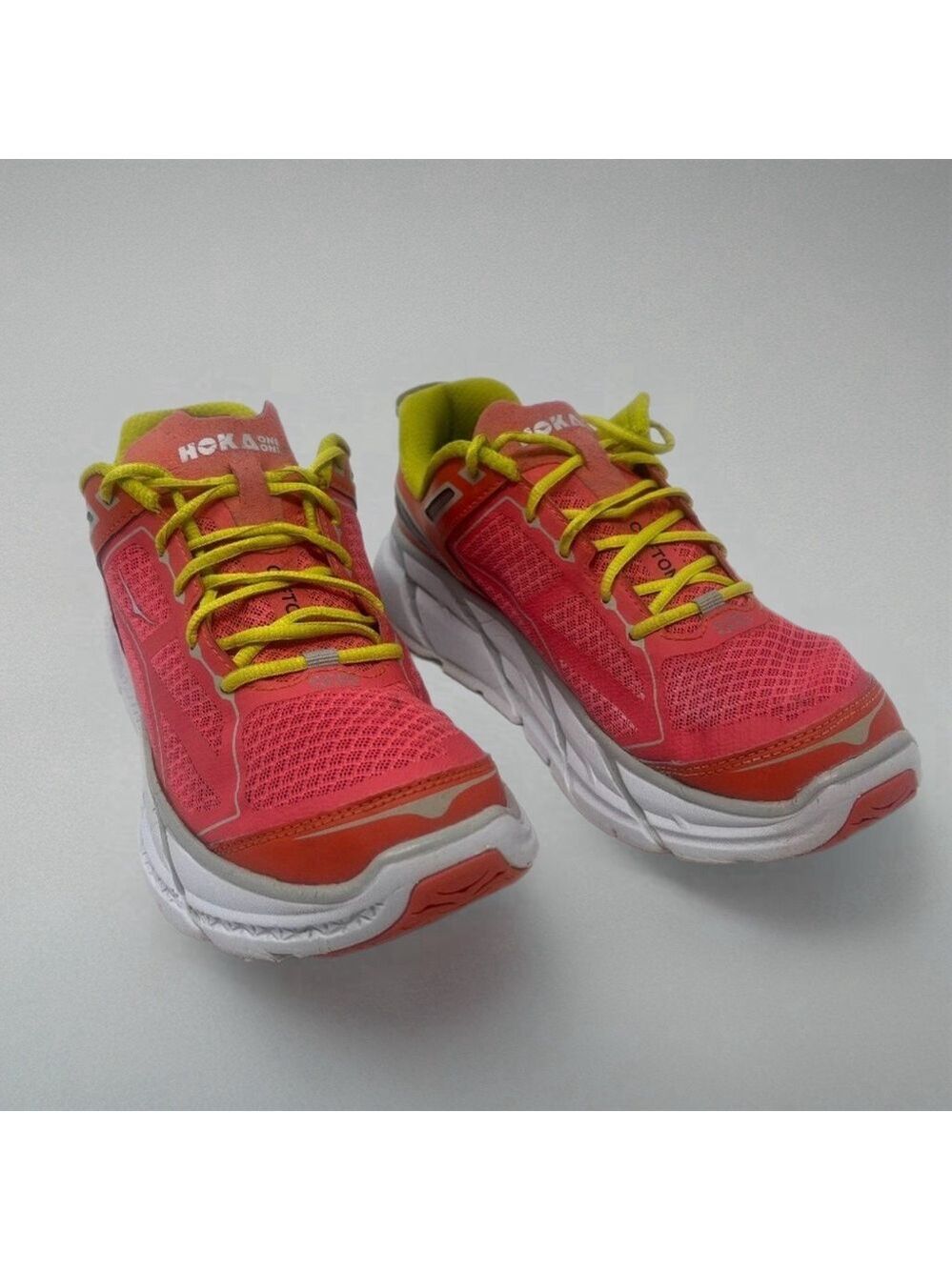 Hoka One One Clifton Running Shoe Women’s Pink Neon Lightweight Athletic Sneaker - Picture 8 of 13